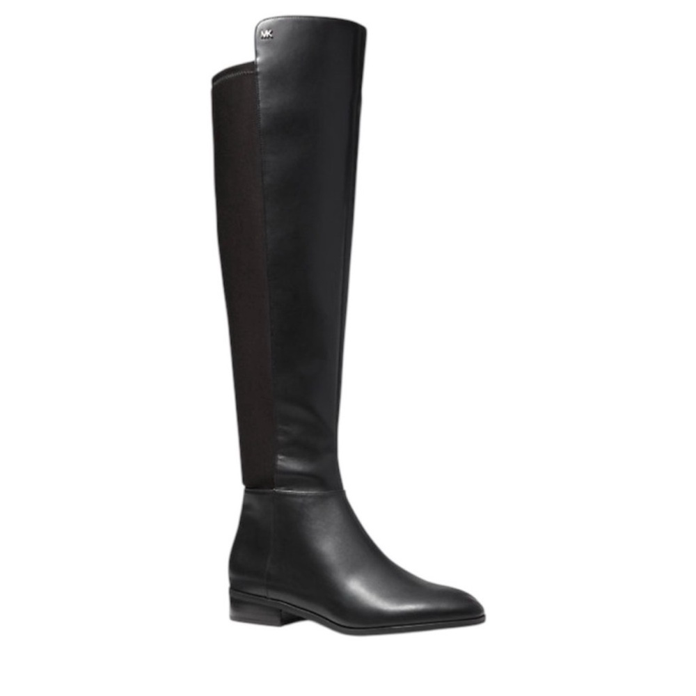 Michael Kors Bromley Black Nappa Leather Knee High Riding Boots Flat Size 6